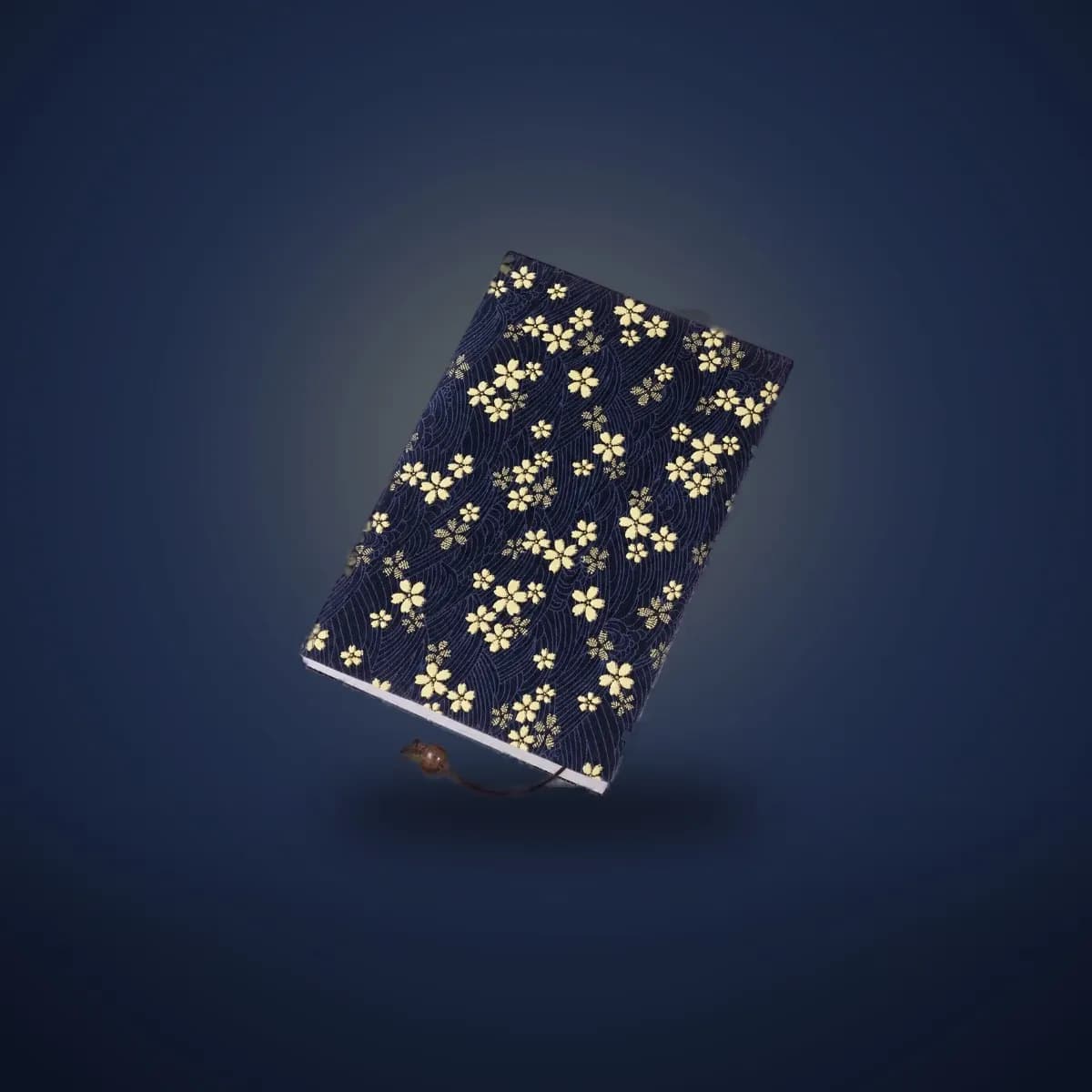 Housse de livre A5 réglable, fleurs de cerisier sur fond bleu nuit